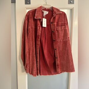 Red/orange Corduroy Button-Up Shirt